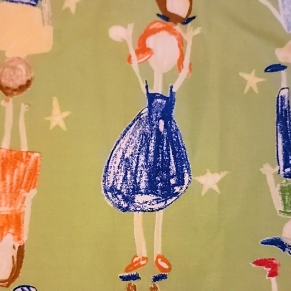 POTTERY BARN KIDS Colorful Child Character Print Fabric Queen Size Duvet Cover